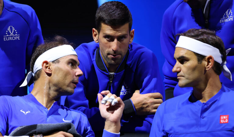 Rafael Nadal and Roger Federer and Novak Djokovic