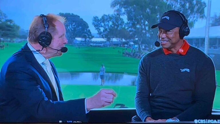 Jim Nantz and Tiger Woods